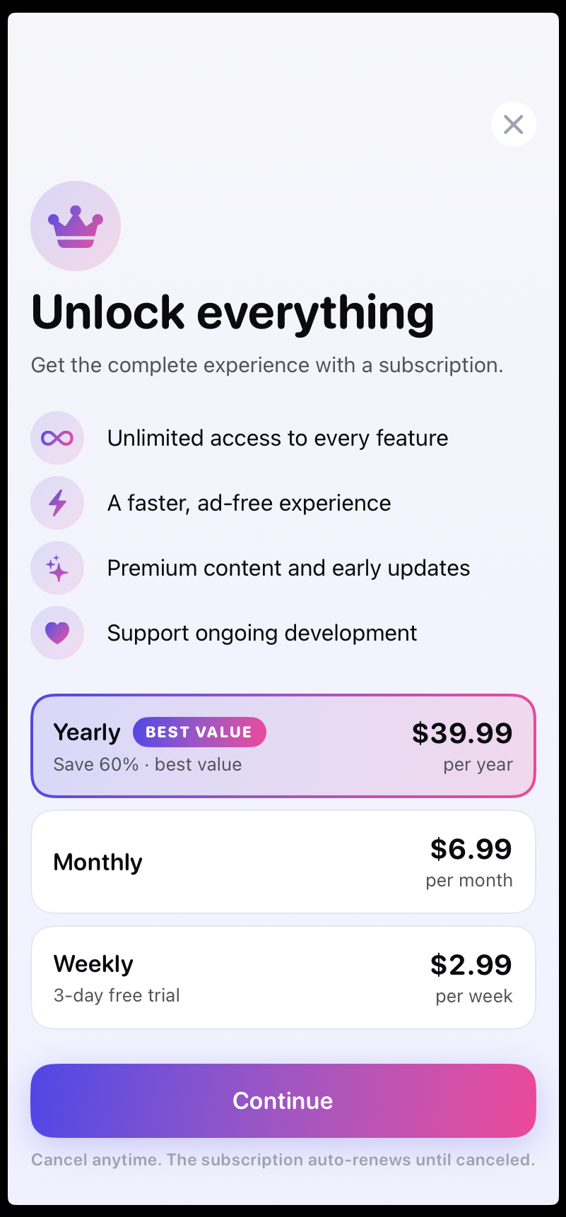 Pet Weight — paywall / subscription